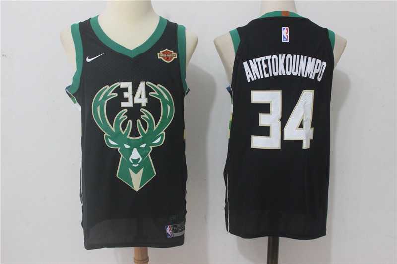 Men Milwaukee Bucks #34 Antetokounmpo Black New Nike Season NBA Jerseys->boston celtics->NBA Jersey